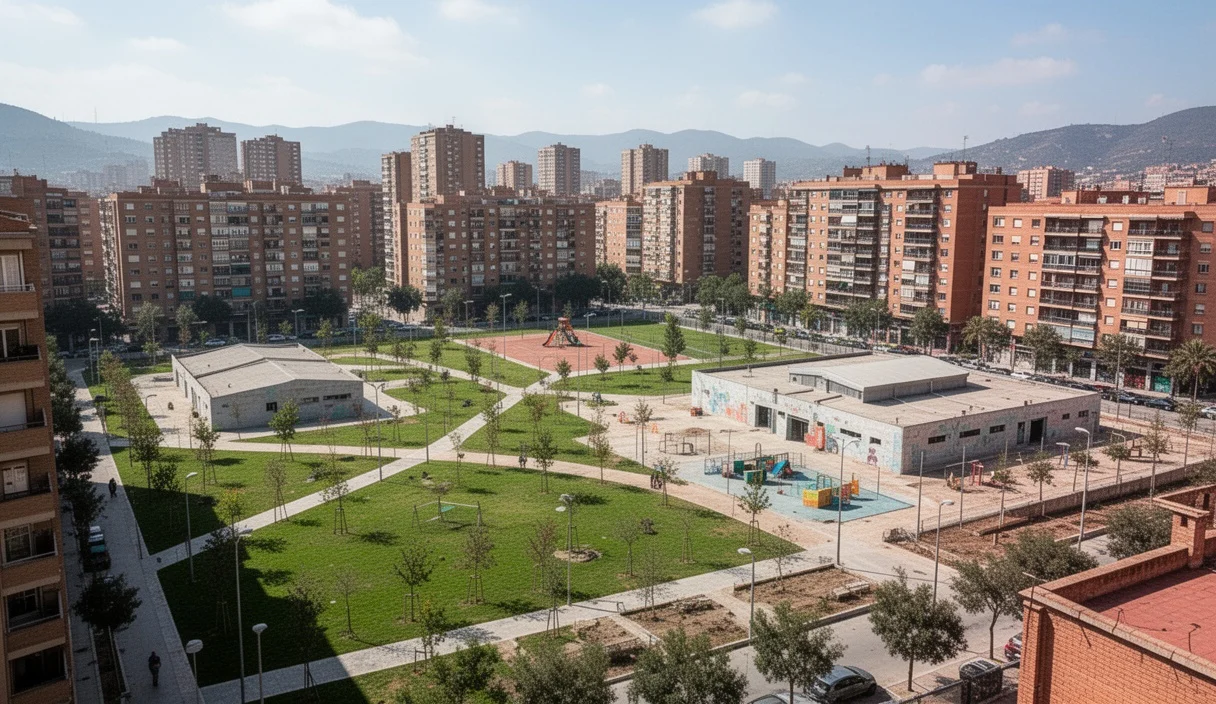 Vista urbana renovada planificada para el barrio Samontà en L'Hospitalet
