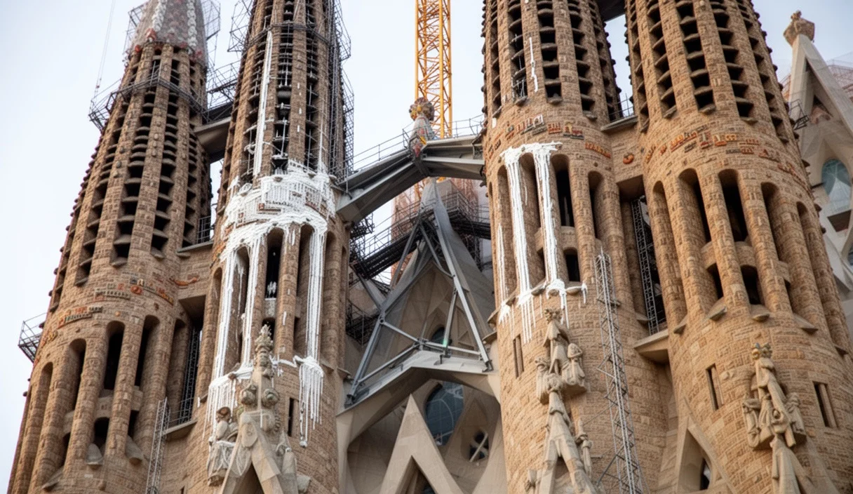 Detalle constructivo de las torres centrales de la Sagrada Família