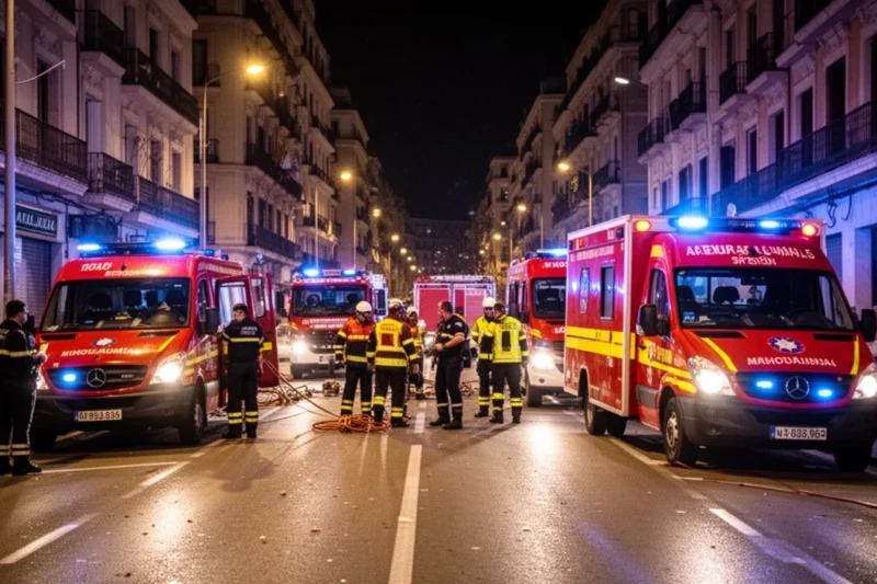 Burnt containers after Sant Joan celebrations in L'Hospitalet