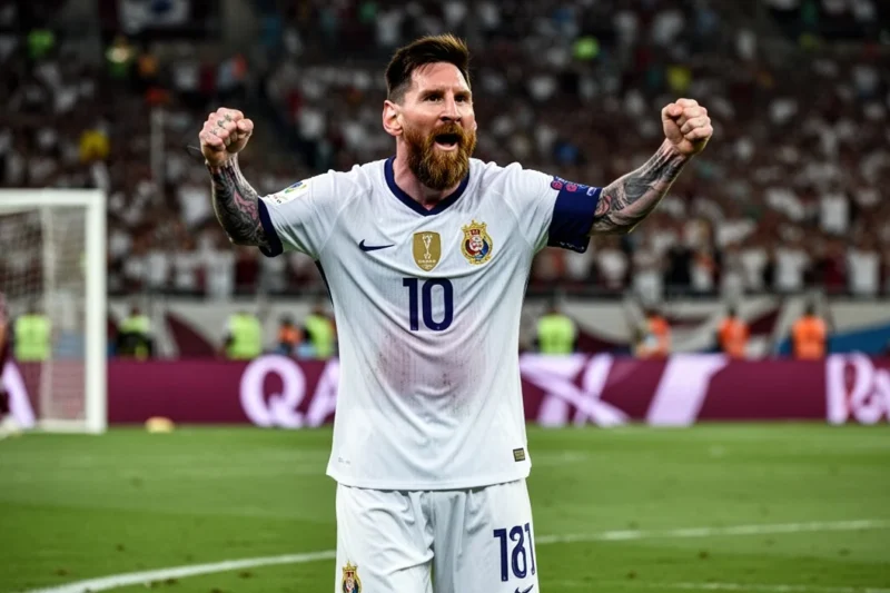 Lionel Messi celebrando un gol durante el partido contra Argelia