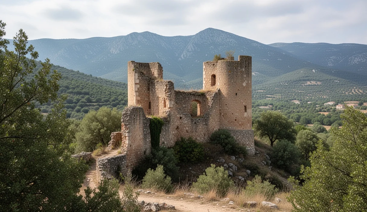 A panoramic view of Pujalt highlighting its mountainous surroundings