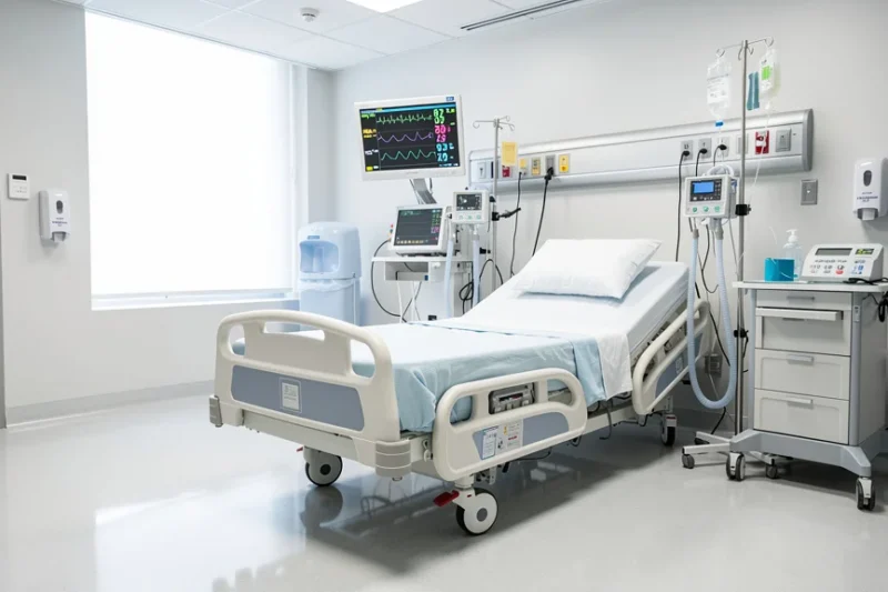Habitación hospitalaria moderna equipada para el monitoreo médico