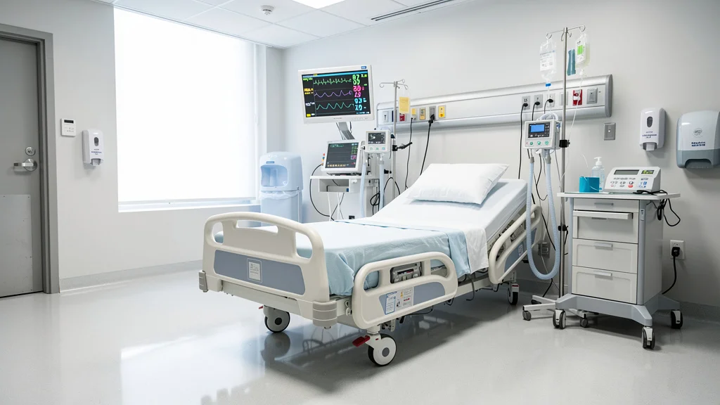 Habitación hospitalaria moderna equipada para el monitoreo médico