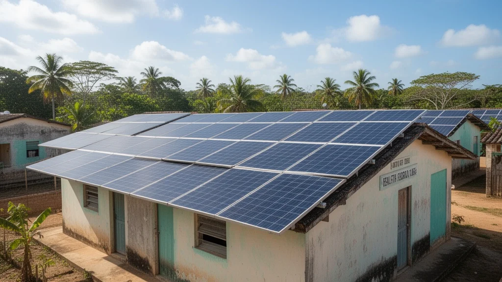 Paneles solares instalados en techos de centros sanitarios rurales en Cuba