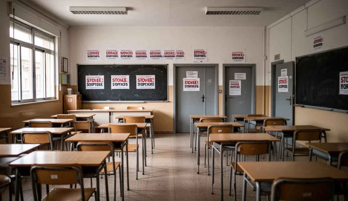 Escuela pública vacía durante días de huelga en L'Hospitalet
