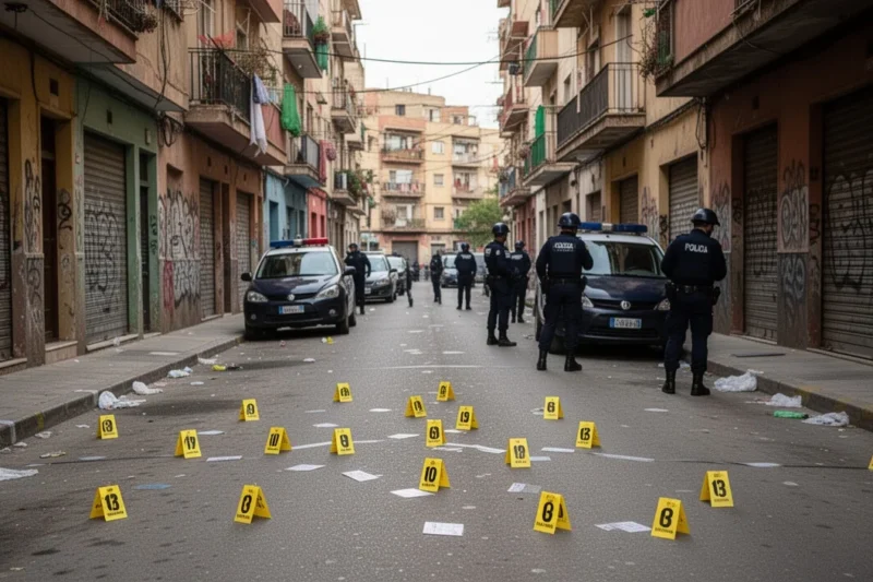 Police presence at the scene of a shooting incident on Mart Street