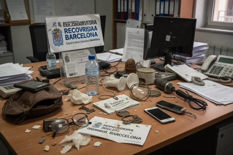 A variety of lost personal items collected from tourists at a hotel reception