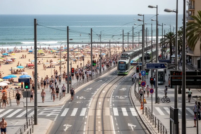 Zona costera saturada durante temporada alta turística en Barcelona