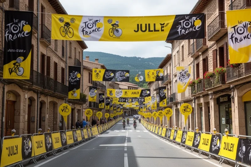 Calles decoradas en Vic preparándose para recibir el Tour de Francia