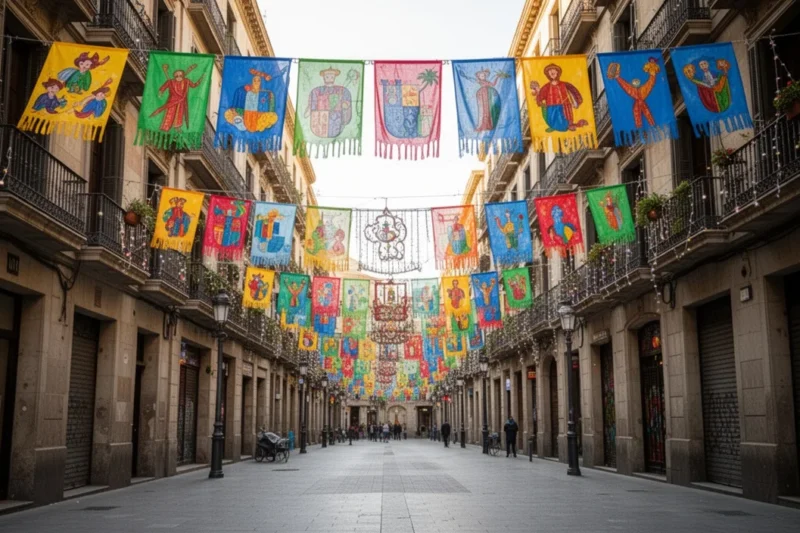 Calles decoradas para la Festa Major en Barcelona
