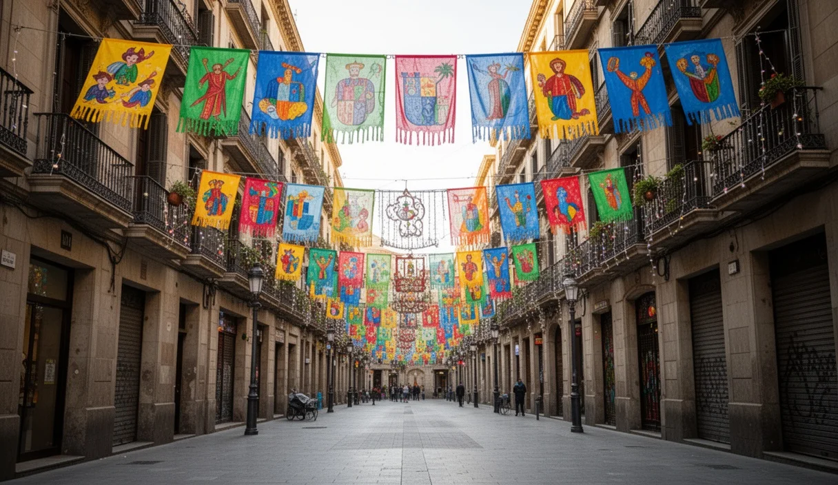 Calles decoradas para la Festa Major en Barcelona