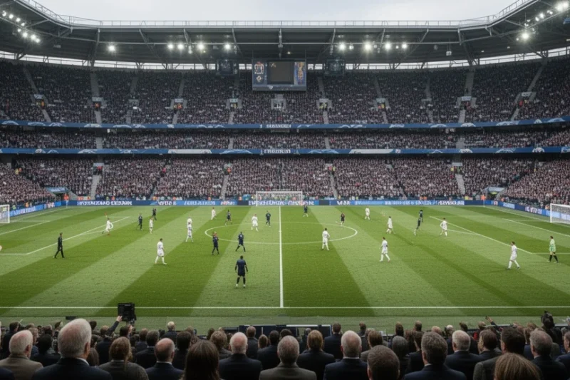 Estadio lleno durante un partido benéfico con leyendas del fútbol