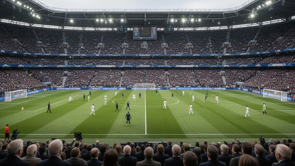 Estadio lleno durante un partido benéfico con leyendas del fútbol