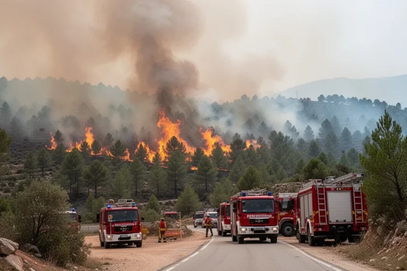 Incendio forestal controlado cerca de Querol con vehículos de emergencia