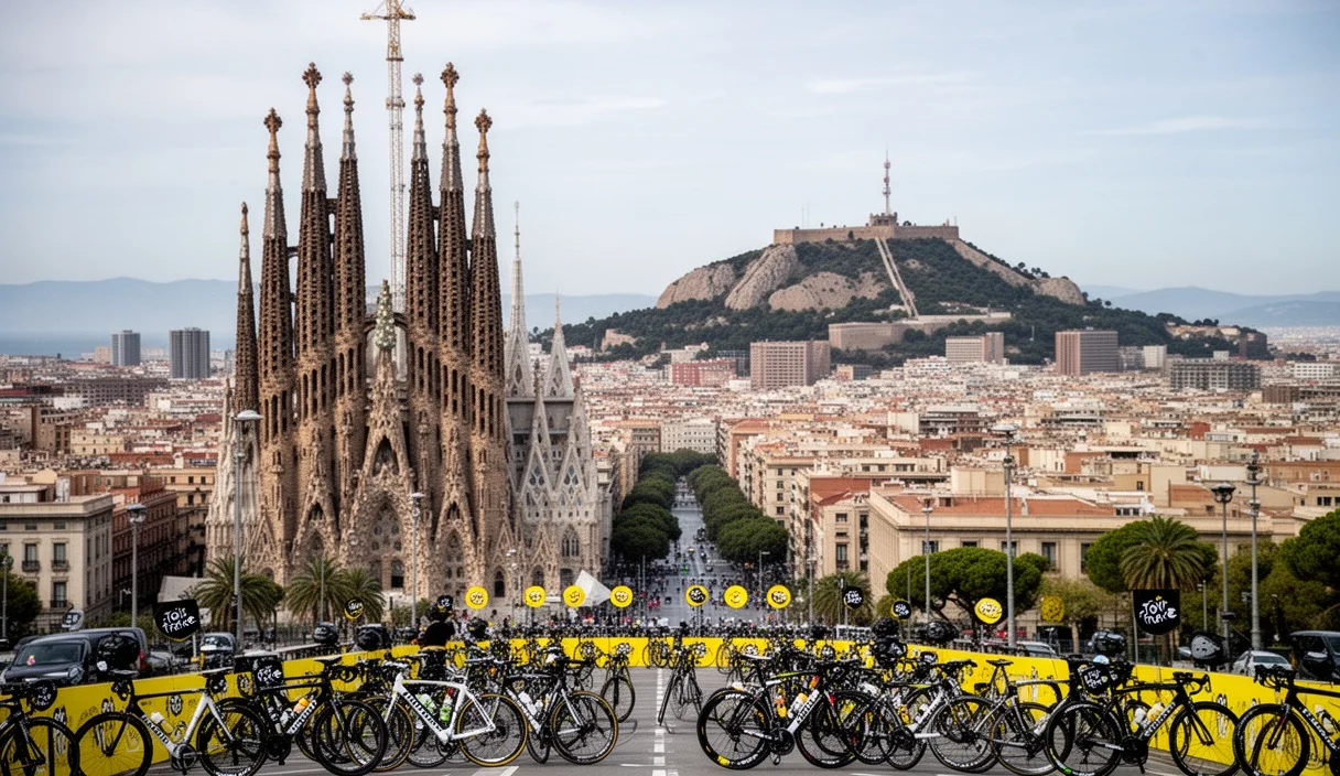 Vista panorámica de Barcelona durante los preparativos para el Tour de Francia