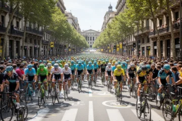 Crowds gather at famous landmarks during Tour de France opening stage in Barcelona