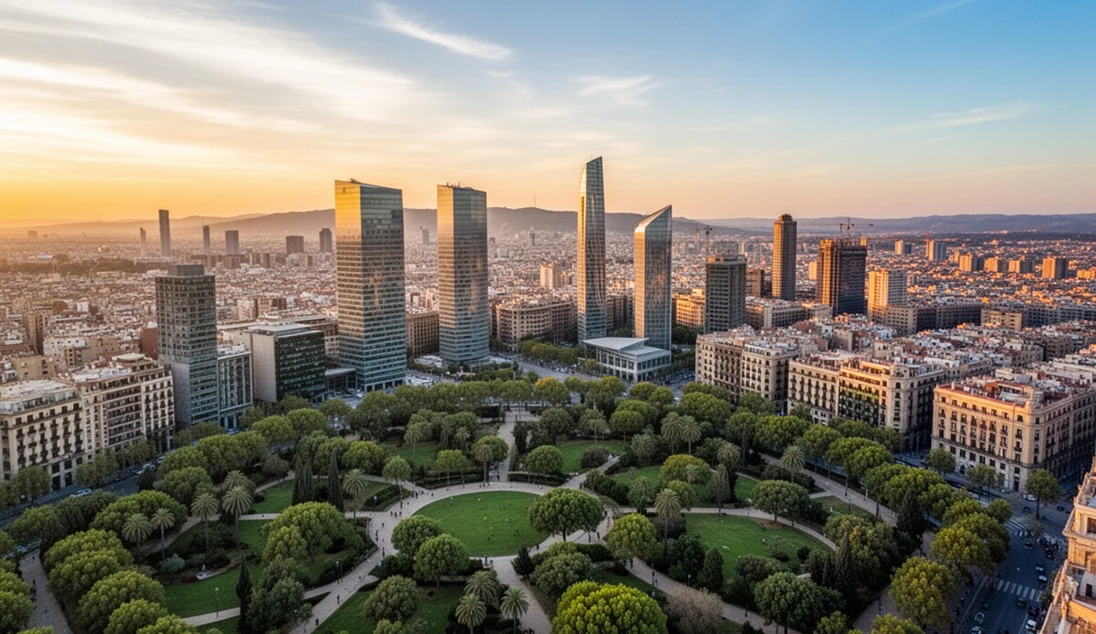 Urban scene depicting quiet streets of Barcelona reflecting changing social dynamics