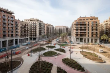 Architectural models representing new residential developments in Barcelona