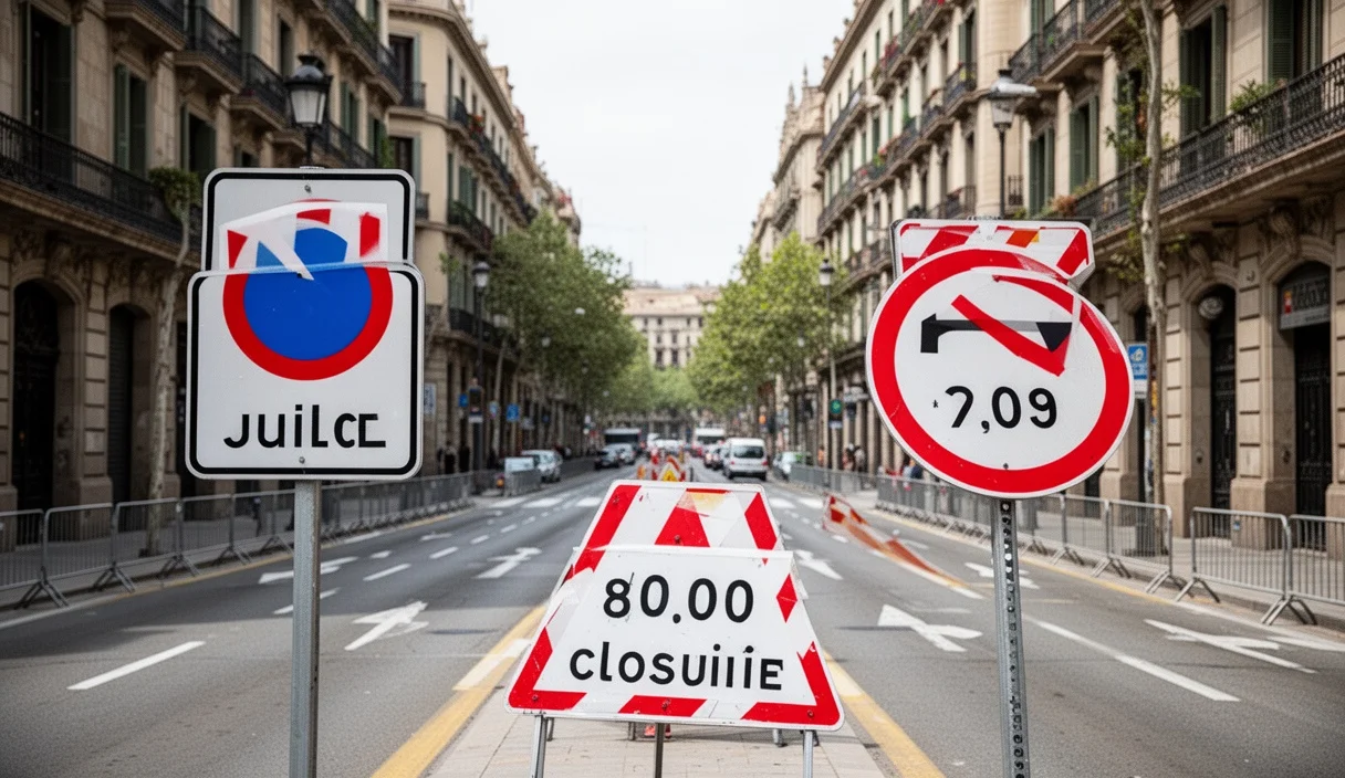 Aerial view showing cycling route preparations in Barcelona ahead of Tour de France