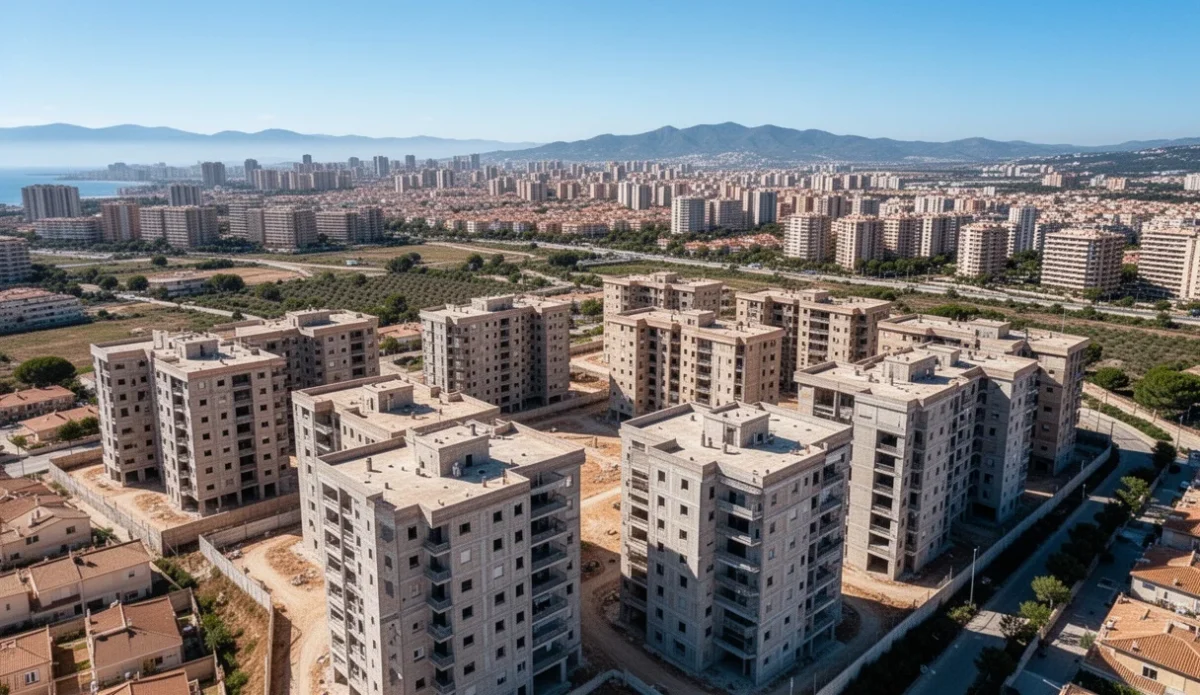 Vista aérea de edificios residenciales vacíos en Castelldefels