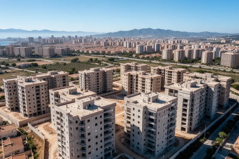 Vista aérea de edificios residenciales vacíos en Castelldefels