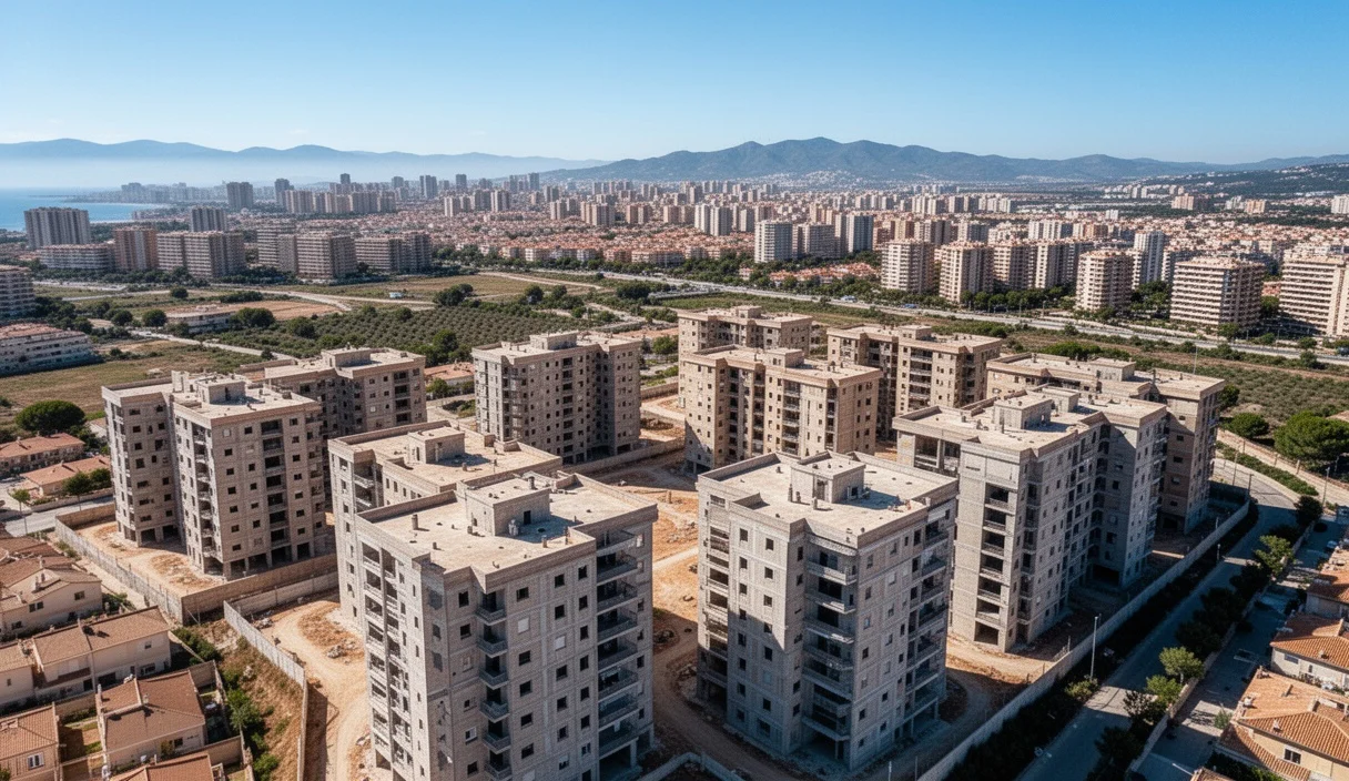 Vista aérea de edificios residenciales vacíos en Castelldefels