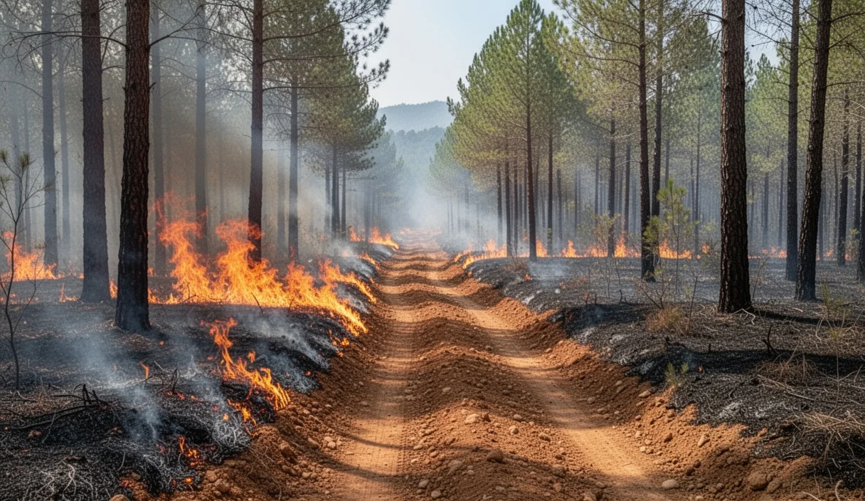 Controlled burn area in Catalonia showcasing effective wildfire management techniques