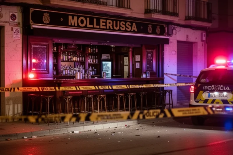 Escena exterior del bar Beethoven donde ocurrió el apuñalamiento mortal