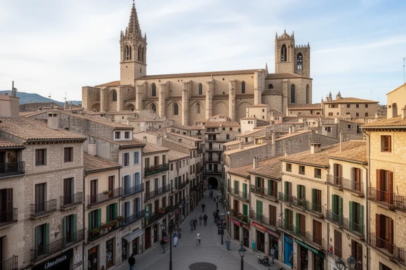 Cityscape of Girona highlighting urban areas relevant to local governance