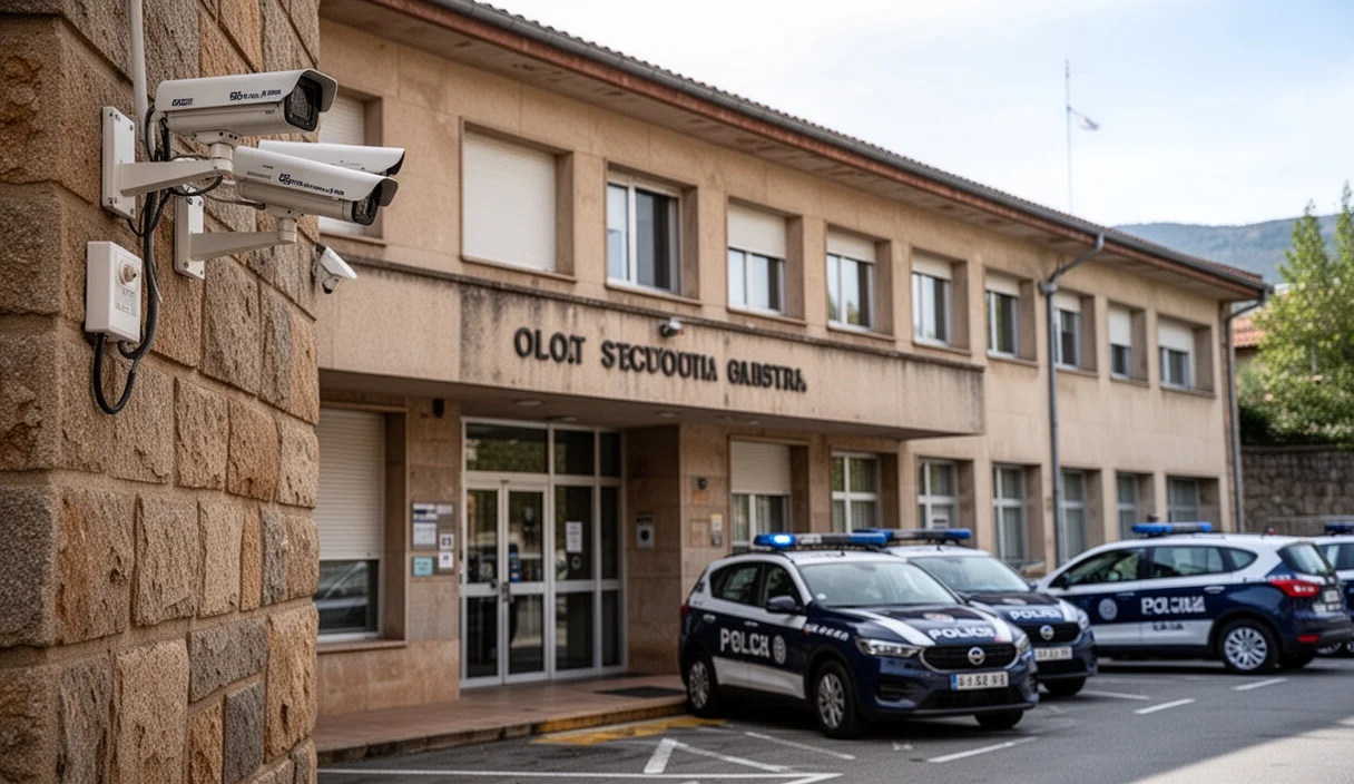 Police station exterior in Olot showing security features
