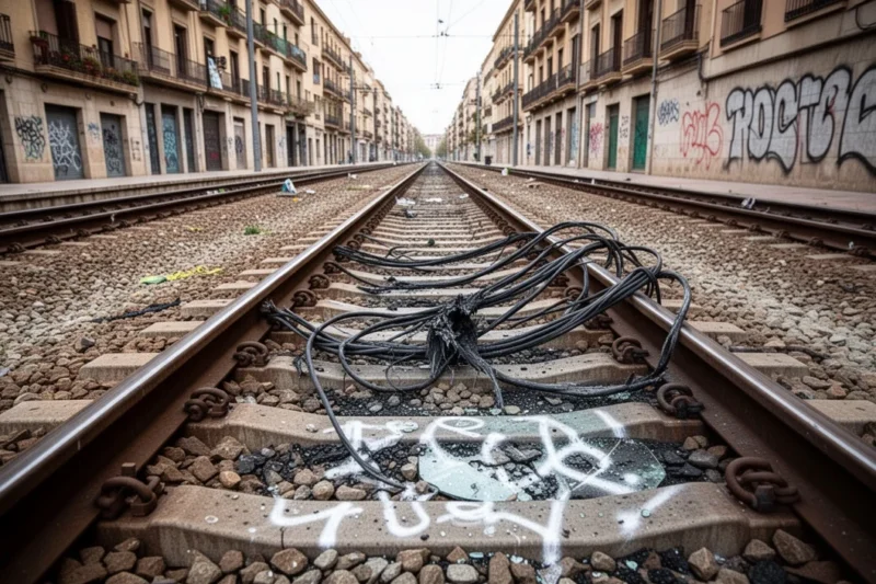 Tramo ferroviario afectado por vandalismo y robo de cables
