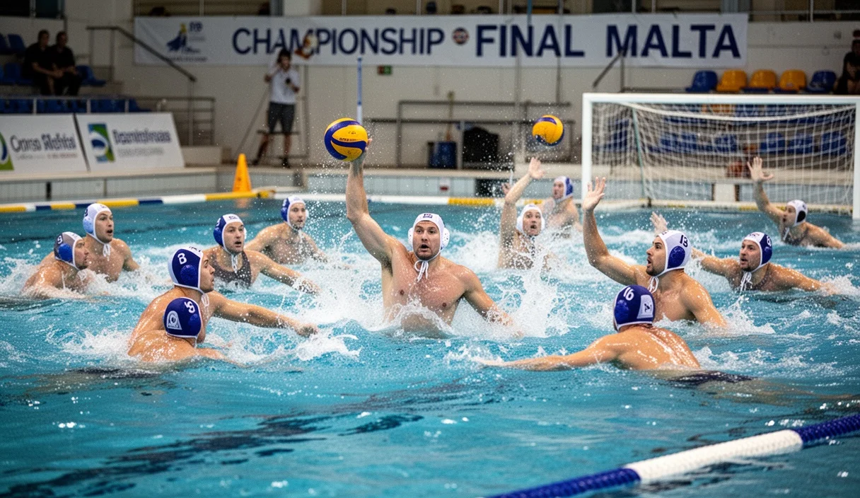 Escena de un partido de waterpolo durante la final de Champions