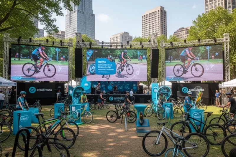 Escena vibrante del Fan Park del Tour de Francia en Barcelona