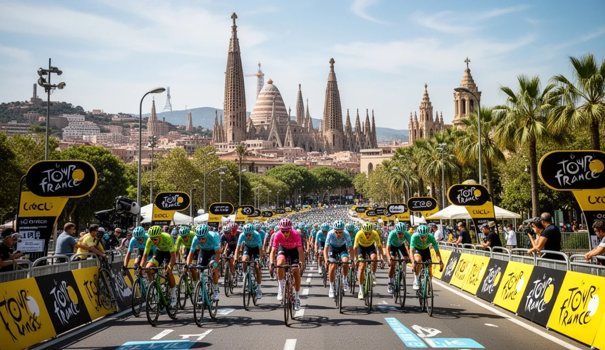 Vista panorámica del recorrido del Tour de Francia en Barcelona