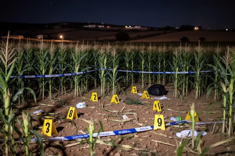 Empty cornfield near Soses where an elderly woman was found deceased