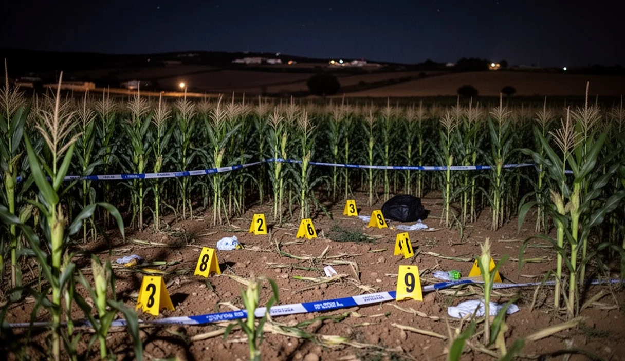 Empty cornfield near Soses where an elderly woman was found deceased