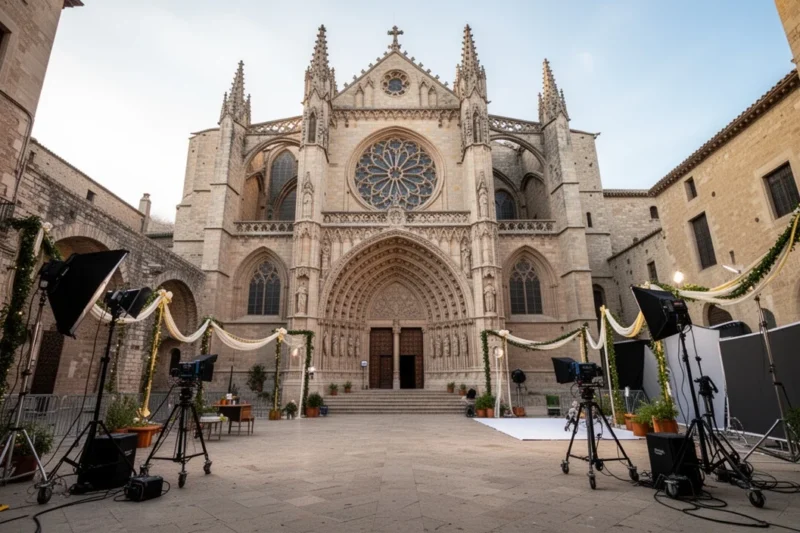 The Cathedral of Girona transformed into a film set for Disney's Tangled