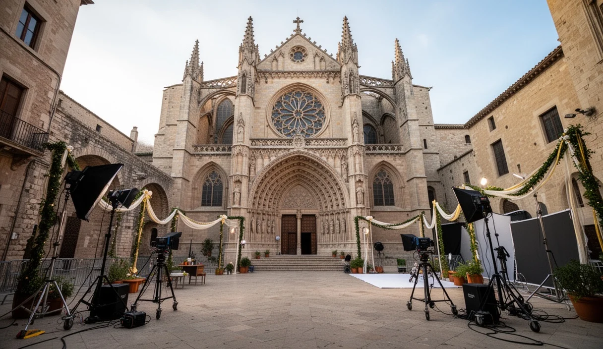 The Cathedral of Girona transformed into a film set for Disney's Tangled