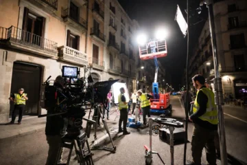 Rodaje cinematográfico nocturno.