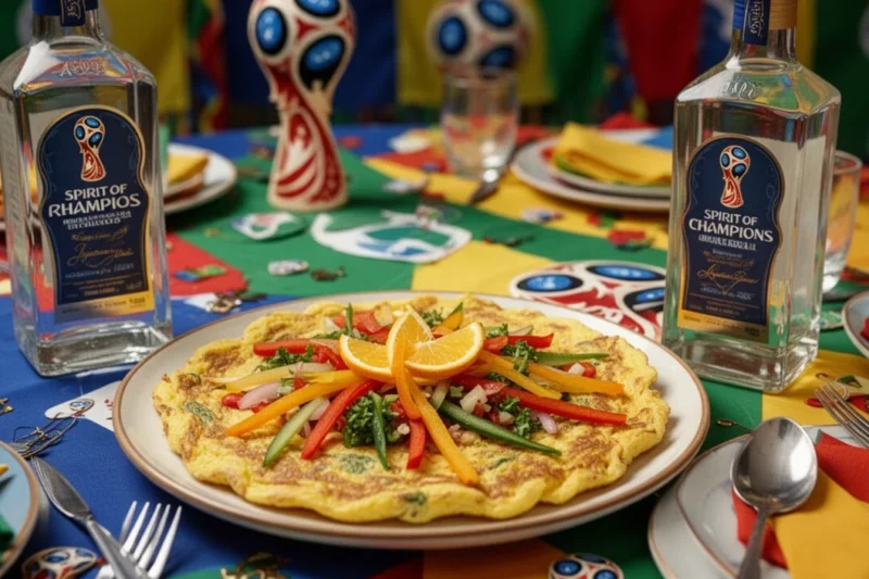A colorful assortment of gourmet food celebrating football culture