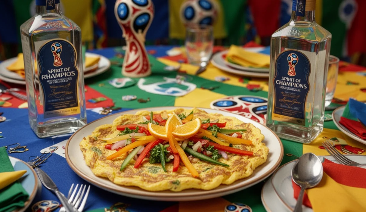 A colorful assortment of gourmet food celebrating football culture