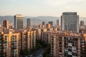 Vista urbana de L'Hospitalet mostrando edificios residenciales y hoteles