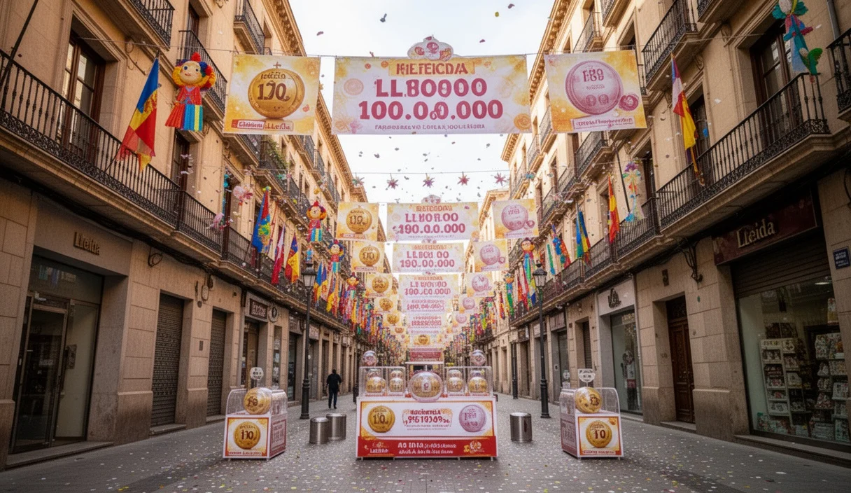 Celebración festiva en las calles de Lleida tras el gran premio otorgado por la ONCE.