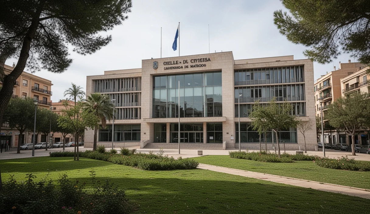 Ayuntamiento de Mataró rodeado de espacios verdes