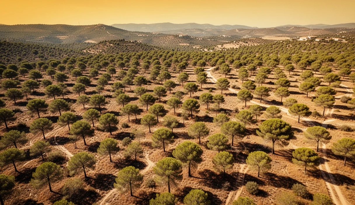 Drought-affected landscape in Catalonia showing dry vegetation