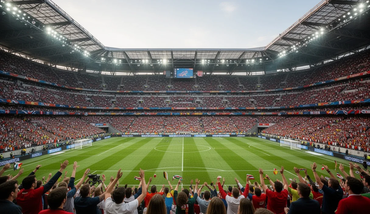 Estadio lleno durante un partido internacional