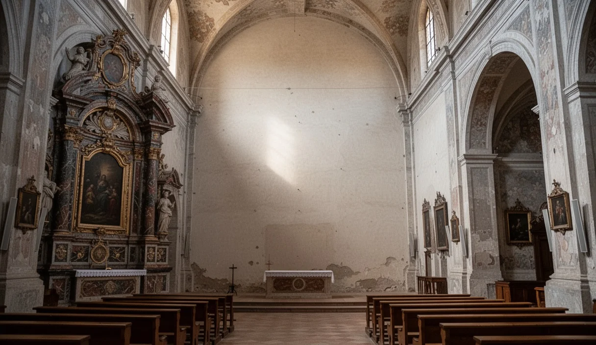 Interior view showing ornate architecture inside an old church