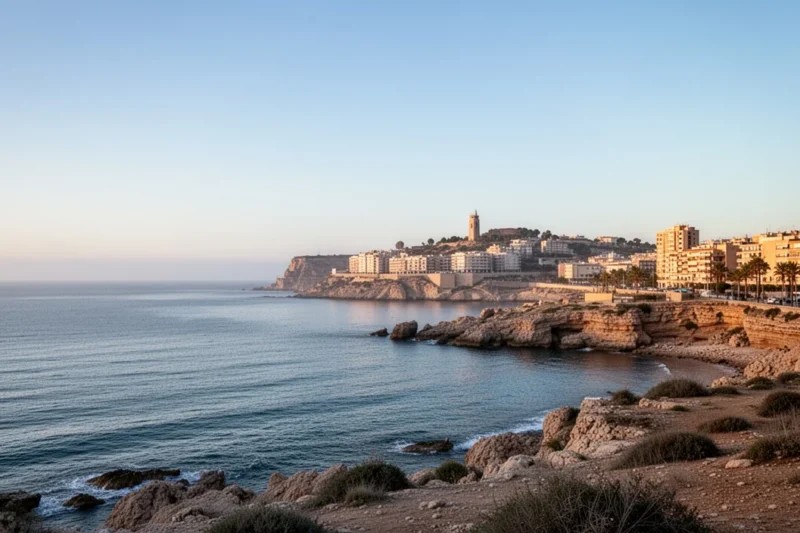 Vista costera tranquila de Tarragona durante las primeras horas del día