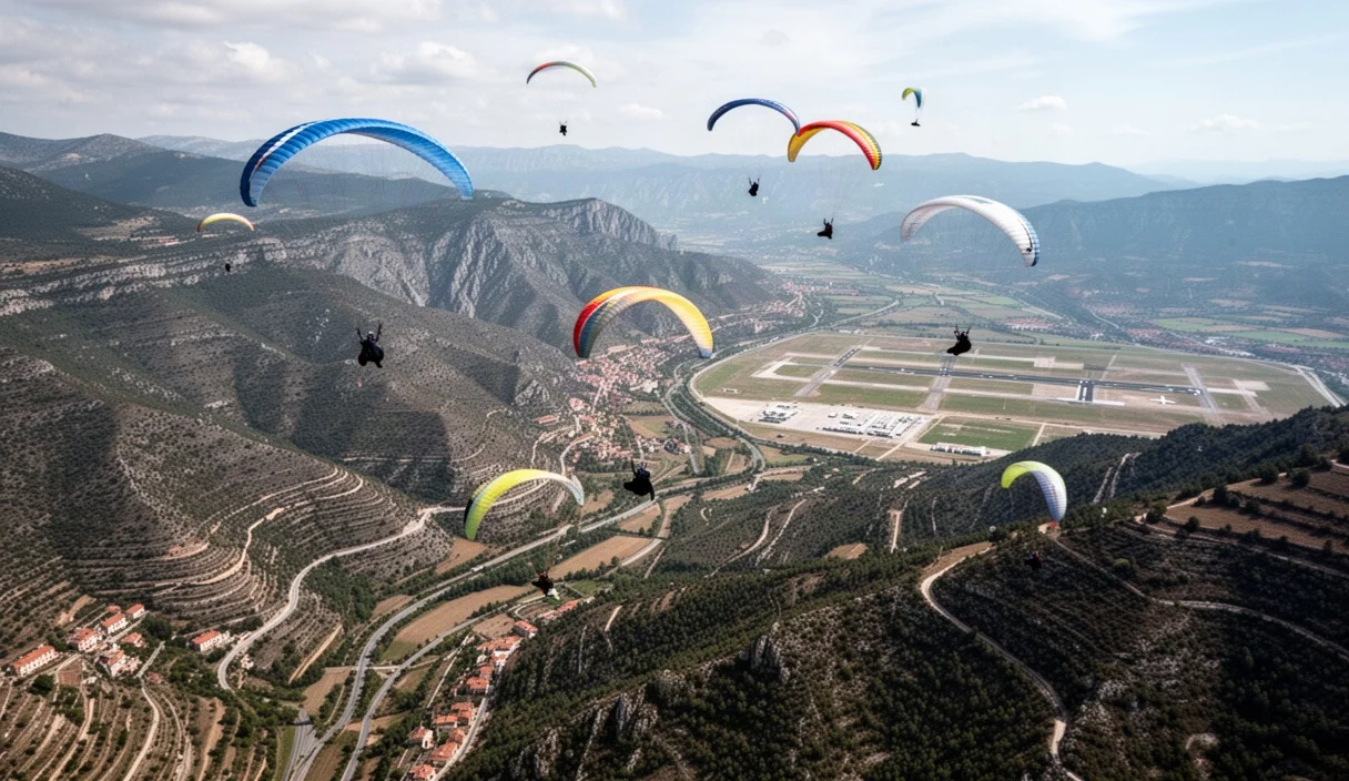 Landscape view of Organyà showing areas used for paragliding activities