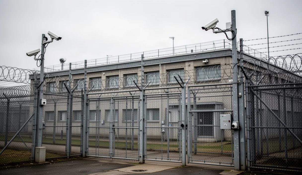 Exterior view of Brians 2 Penitentiary Center highlighting its security features